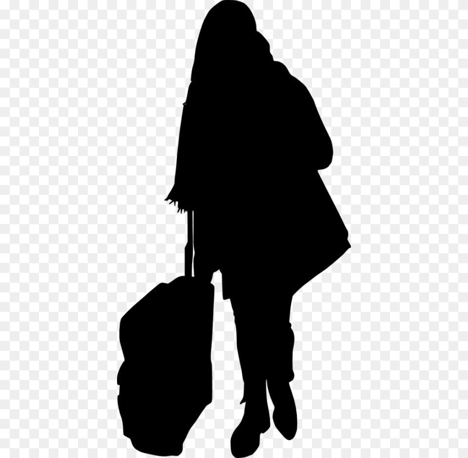 People With Luggage Silhouette, Adult, Female, Person, Woman Free Png Download