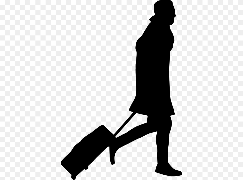 People With Luggage Silhouette, Adult, Male, Man, Person Free Png Download