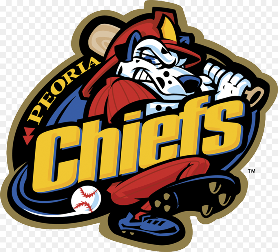 Peoria Chiefs Logo Peoria Chiefs Baseball Logo, Bulldozer, Machine, Book, Comics Free Png