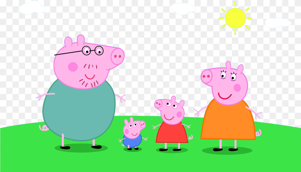 Pepa Pig George And Daddy Pig, Cartoon, Animal, Bear, Mammal Png Image