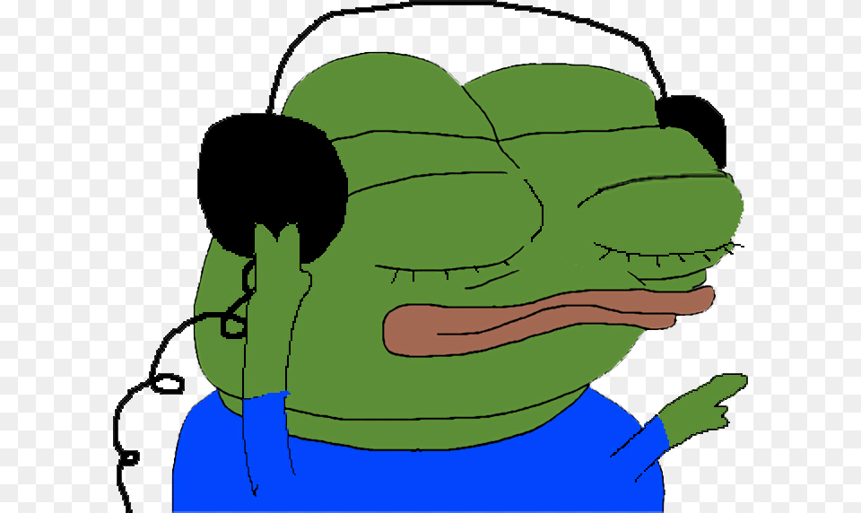 Pepe Listening To Music Download Pepe Listening To Music Gif, Green, Baby, Person, Clothing Free Png