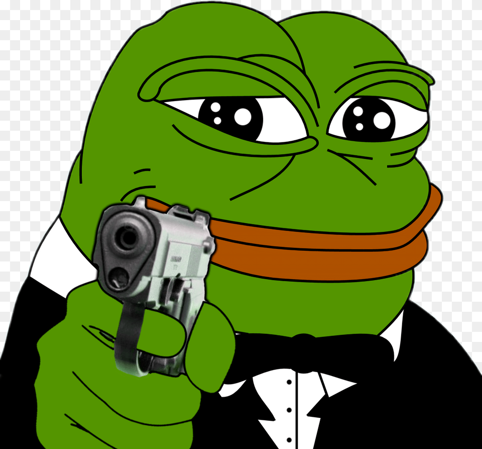 Pepe Meme Rarepepe Gun Delete Pepe Cheers, Firearm, Green, Handgun, Weapon Png Image
