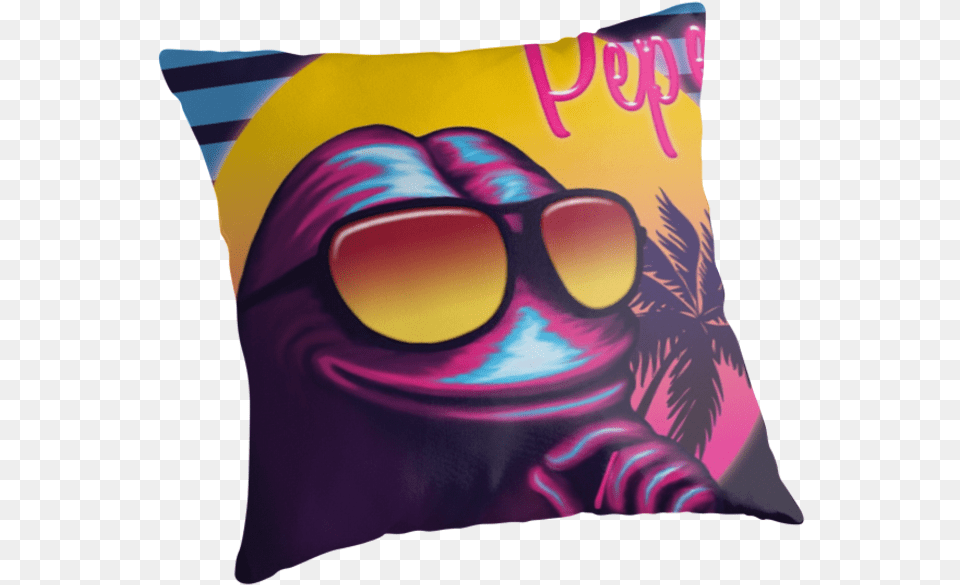 Pepe The Frog 80s Malibu Style Meme, Accessories, Cushion, Home Decor, Pillow Png