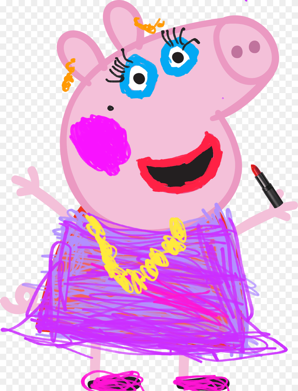 Peppa In Her Makeover Cartoon, Lipstick, Cosmetics, Baby, Person Png