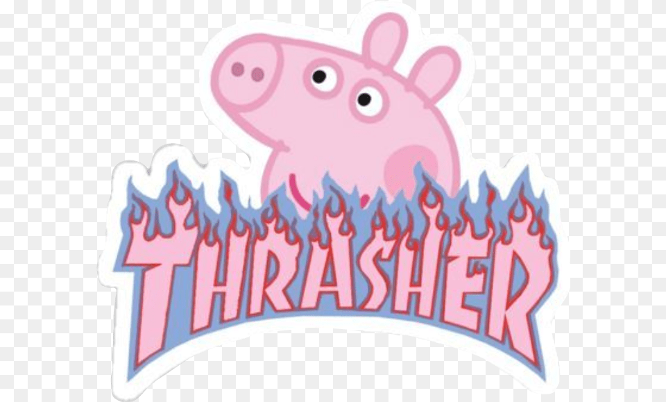 Peppa Peppapig Pink Thrasher Flame Fire Peppa Stickers Vsco, Baby, Person, Animal, Mammal Png