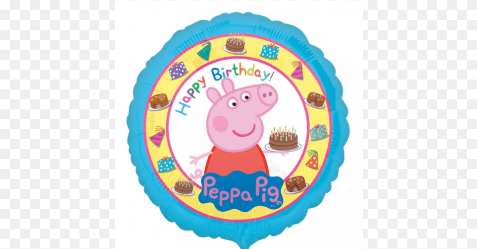 Peppa Pig Birthday Balloon, Birthday Cake, Cake, Cream, Dessert Free Png Download