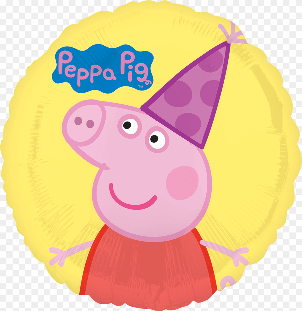 Peppa Pig Birthday Balloon Peppa Pig Balloon, Clothing, Hat, Face, Head Free Png Download