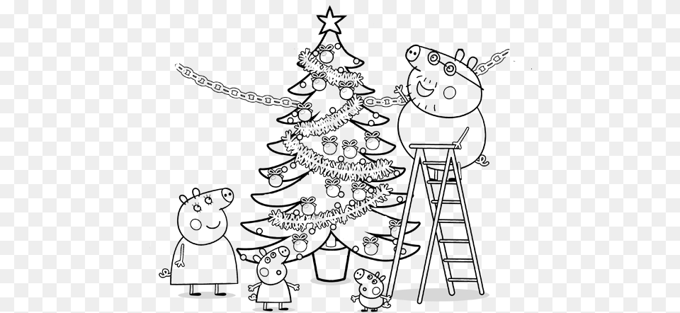 Peppa Pig Birthday Coloring Pages Item Peppa Pig Christmas Colouring, Christmas Decorations, Festival, Christmas Tree, Art Png