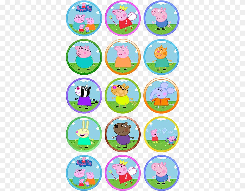 Peppa Pig Characters Cupcake Toppers, Badge, Logo, Symbol, Baby Png