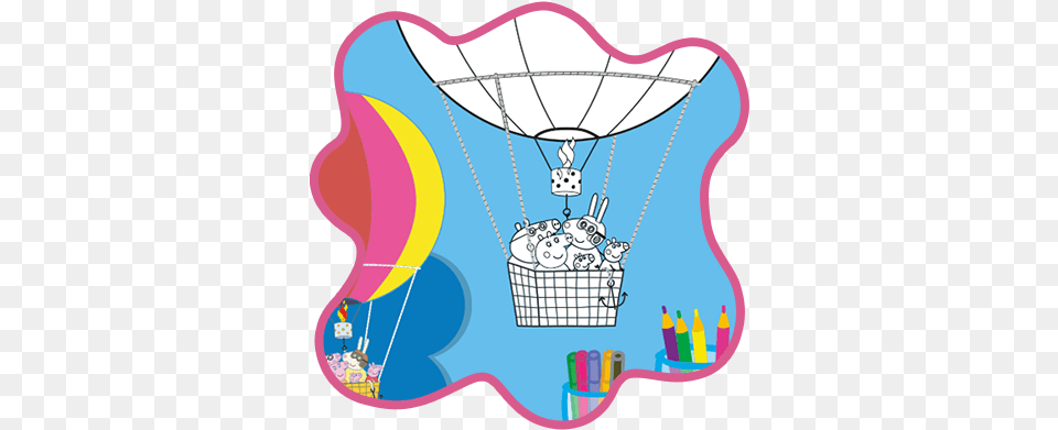 Peppa Pig Colouring In Peppa Pig, Aircraft, Balloon, Hot Air Balloon, Transportation Free Transparent Png