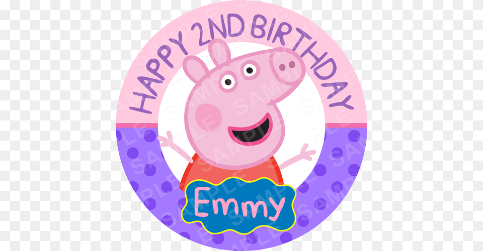 Peppa Pig Edible Cake Topper Cartoon, Disk, Face, Head, Person Free Png Download