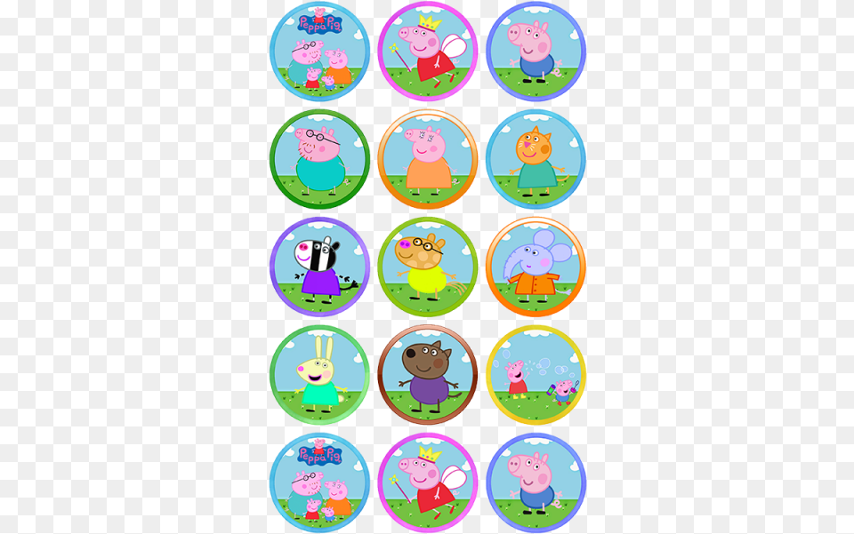 Peppa Pig Edible Cupcake Toppers Peppa Pig Characters Cake Toppers, Badge, Logo, Symbol, Baby Free Png