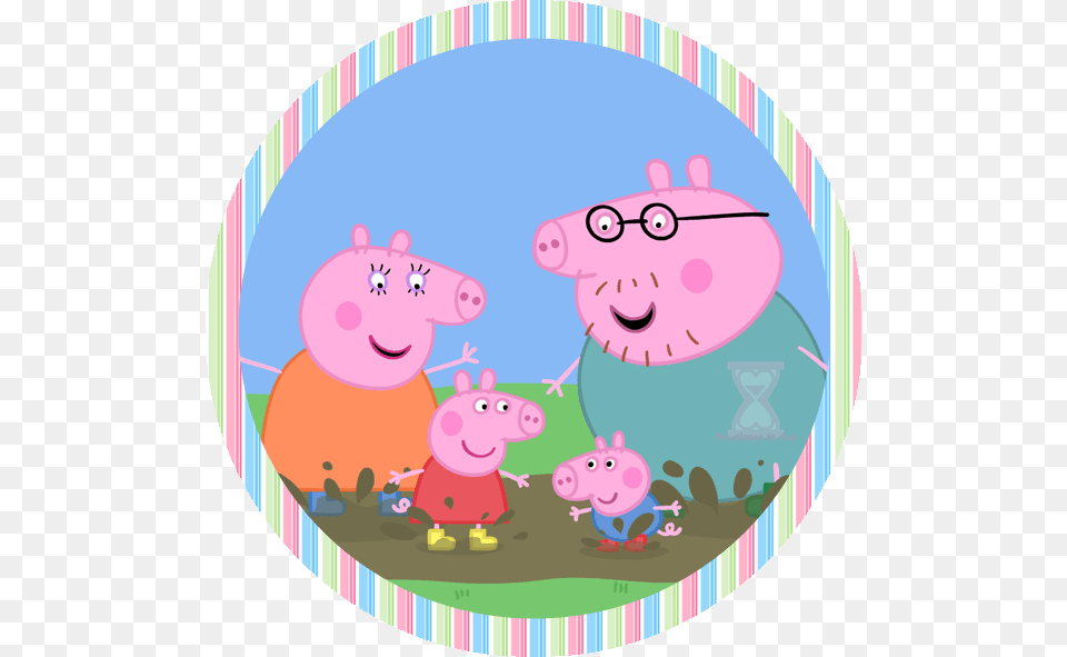 Peppa Pig Familia Redondo Free Png Download