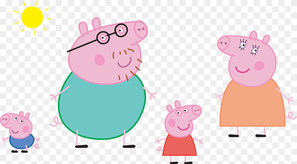 Peppa Pig Family, Cartoon, Nature, Outdoors, Snow Png Image