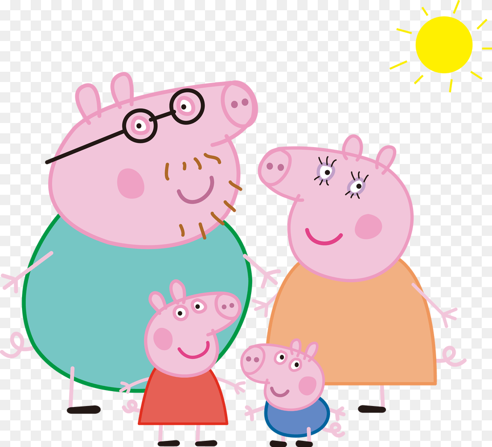 Peppa Pig Family Peppa Pig Family Vector, Cartoon, Machine, Wheel Free Png Download