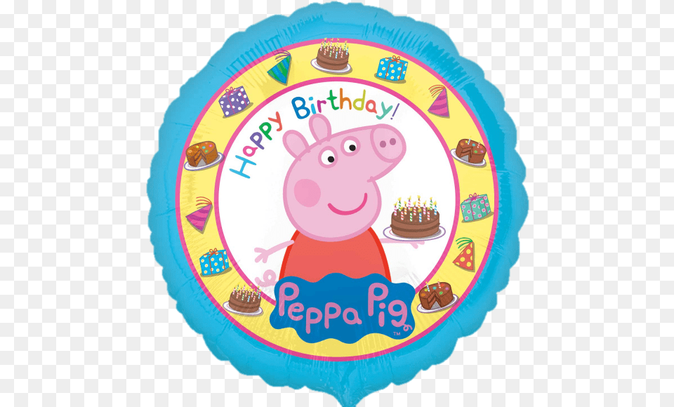 Peppa Pig Happy Birthday Foil Balloon Happy 2nd Birthday Peppa Pig, Birthday Cake, Cake, Cream, Dessert Png Image