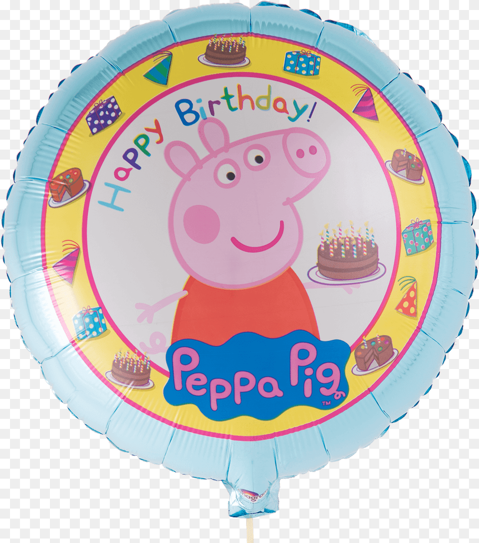 Peppa Pig Happy Birthday Peppa Pig Birthday Balloon, Birthday Cake, Cake, Cream, Dessert Png Image