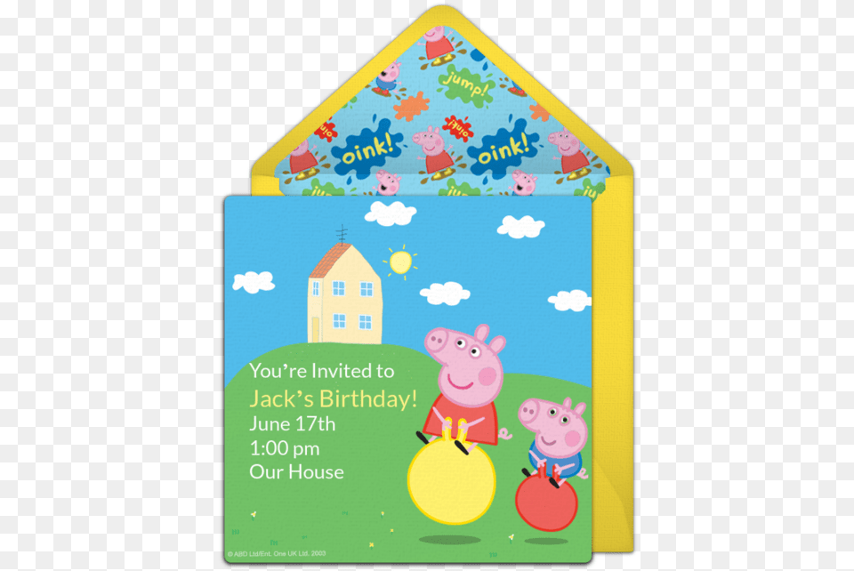 Peppa Pig Invitations, Envelope, Greeting Card, Mail, Advertisement Png Image