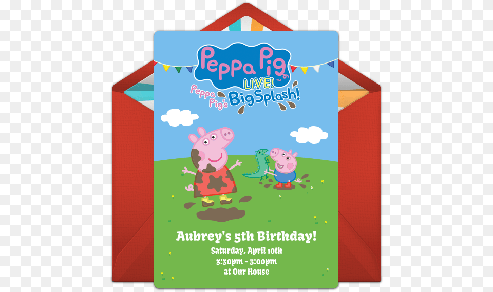 Peppa Pig Live Online Invitation Peppa Pig Birthday Invite, Advertisement, Poster, Envelope, Mail Png