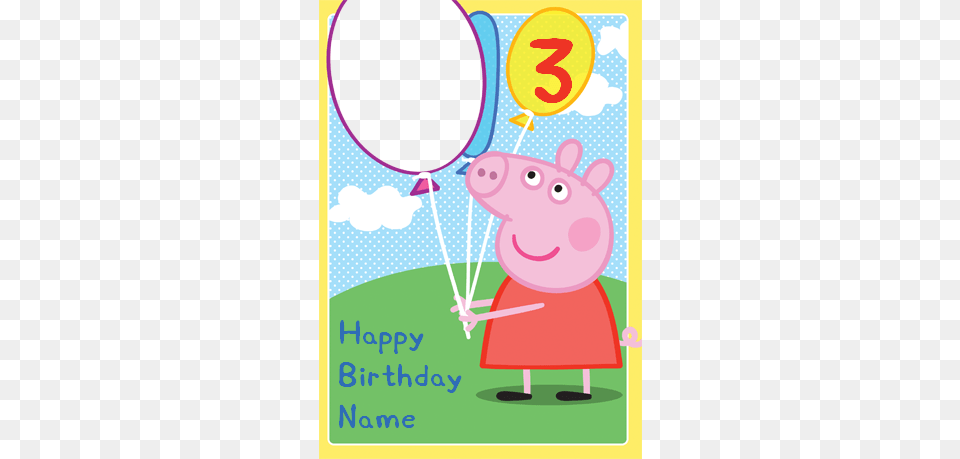 Peppa Pig Personalised Birthday Card Daddy Pig Birthday Peppa Pig Birthday Greeting, Balloon, People, Person, Animal Png Image