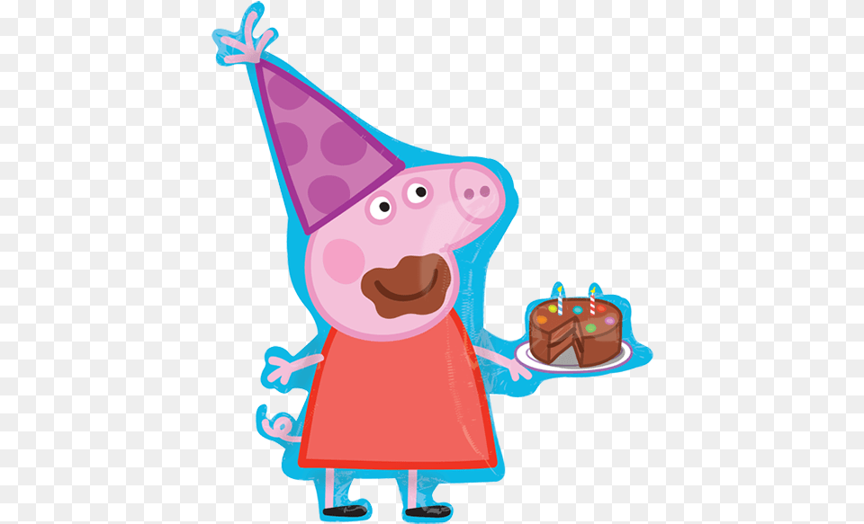 Peppa Pig Supershape Peppa Pig Birthday Hat Peppa Pig With Birthday Cake, Clothing, People, Person, Party Hat Png