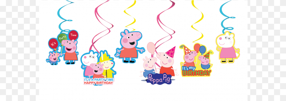 Peppa Pig Swirls Hanging Set Of 6 Illustration, Art, Graphics, Person, Face Free Png Download
