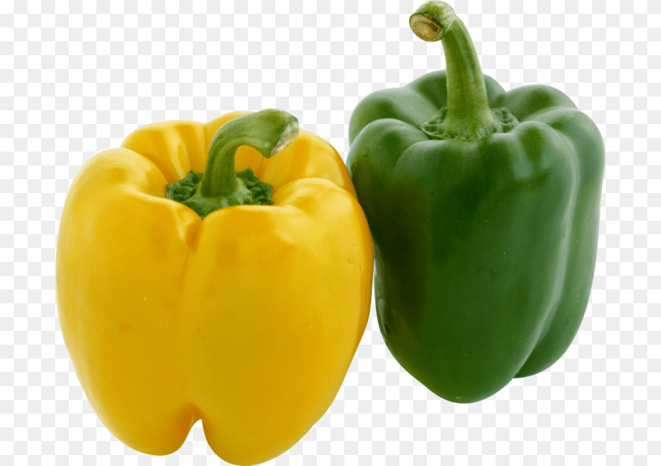 Pepper Image Green And Yellow Capsicum, Bell Pepper, Food, Plant, Produce Png