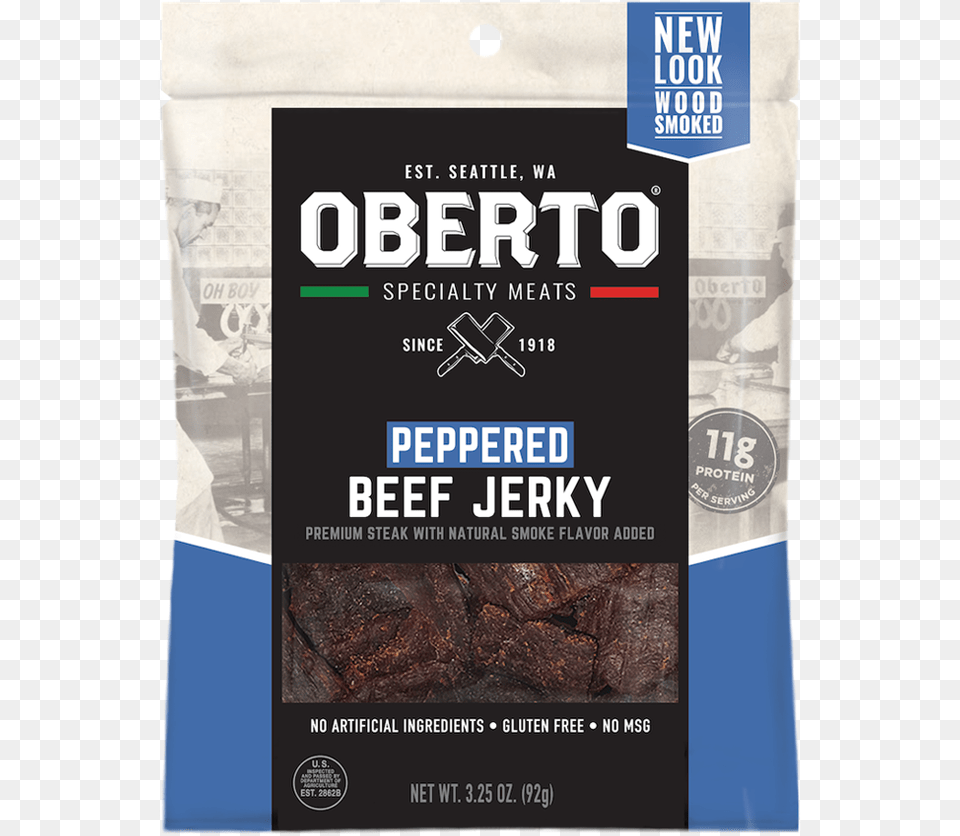 Peppered Front Oberto Butchers Cut Bacon Jerky, Advertisement, Poster, Food, Sweets Png Image