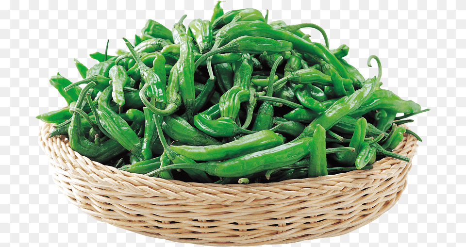 Peppers In Basket Green Bean, Food, Produce, Plant, Vegetable Free Png