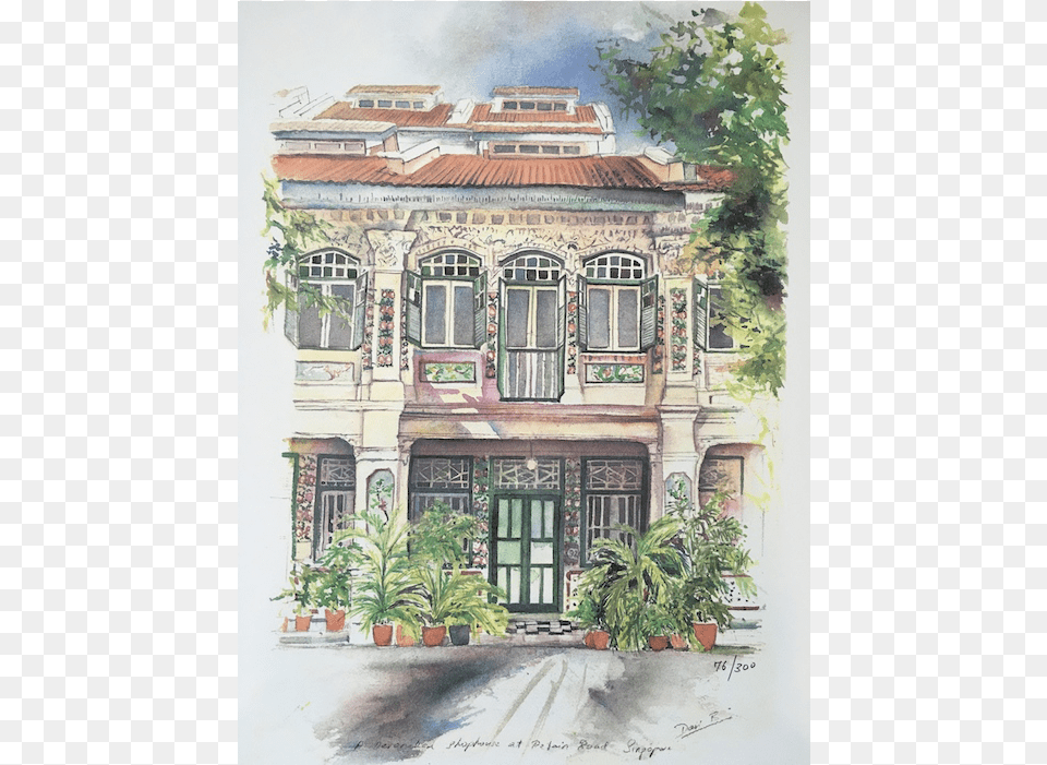 Peranakan Shophouse Art Shophouses In Singapore, Architecture, Potted Plant, Plant, Villa Png