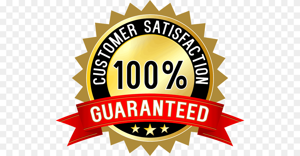 Percent Customer Satisfaction Guarantee, Badge, Logo, Symbol, Dynamite Png
