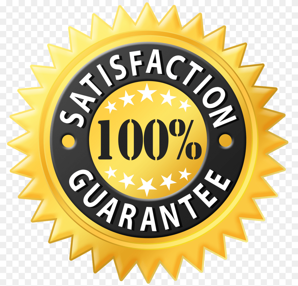 Percent Satisfaction Guarantee Guaranteed Logo, Badge, Symbol, Dynamite, Weapon Png Image