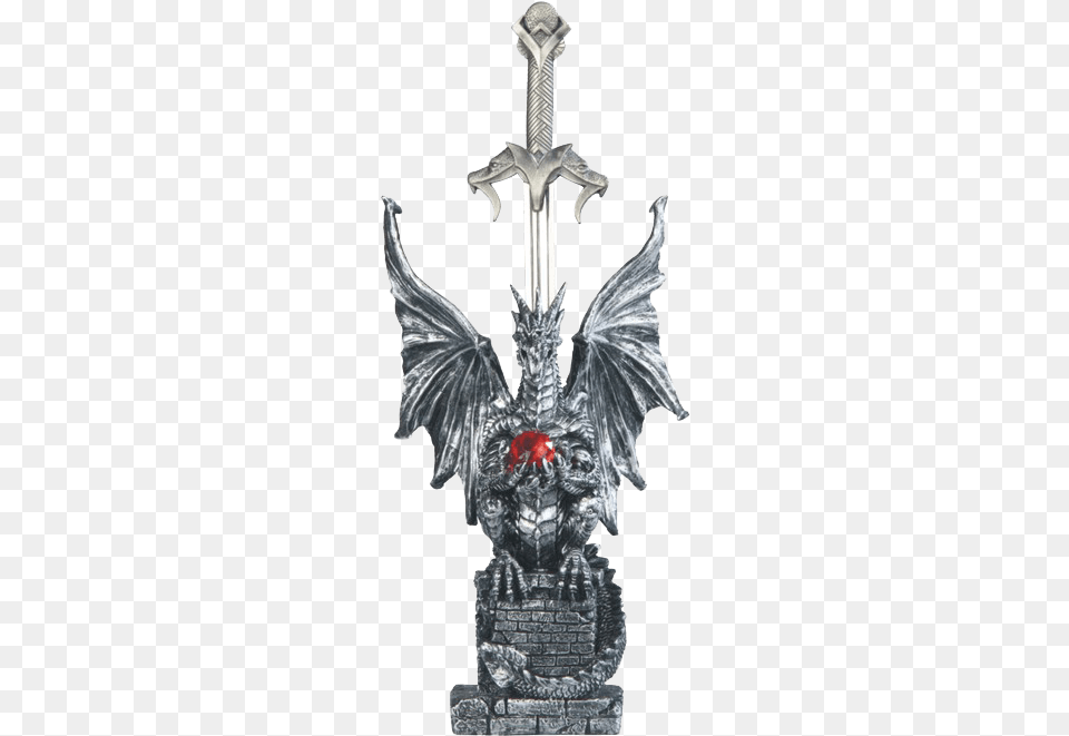 Perched Silver Dragon Letter Opener Towel Rack, Sword, Weapon, Blade, Dagger Free Png