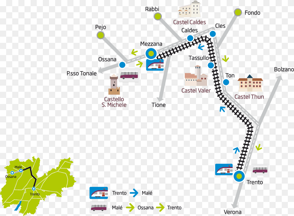 Percorso Il Trentino Dei Castelli Val Di Sole Trentino Trenino Dei Castelli Della Val Di Non, Chart, Diagram, Plan, Plot Png