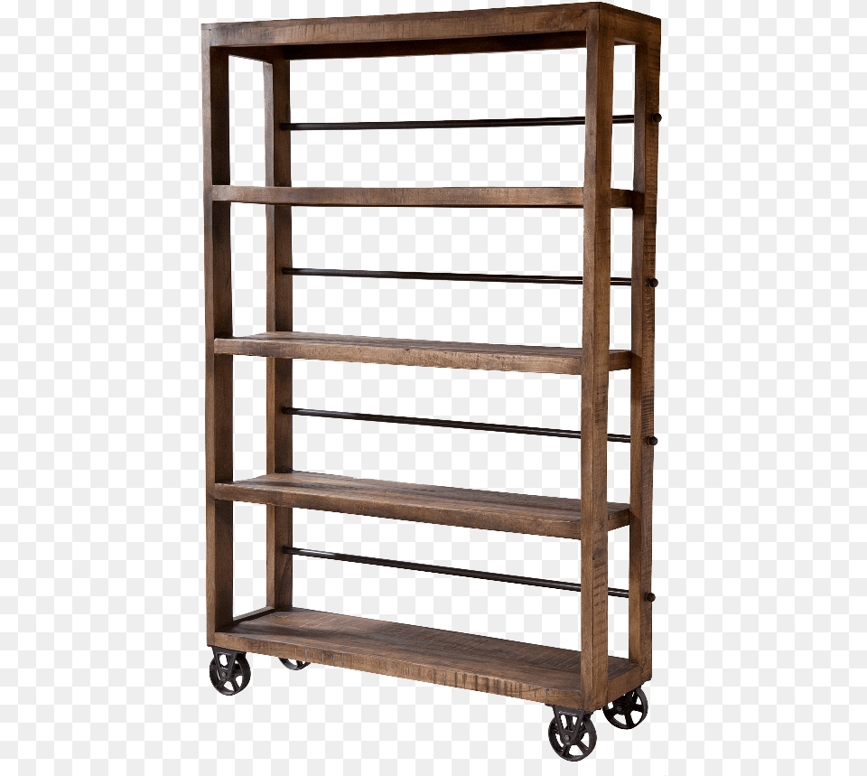 Perfect For Modern Spaces The Hayden Wheeled Wood Shelf, Furniture, Bookcase, Hardwood Png Image
