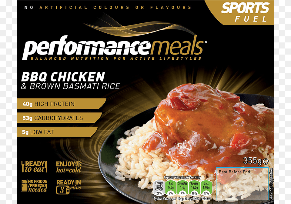 Performance Meals Bbq Chicken Breast Amp Brown Rice Chicken As Food, Advertisement, Poster Png Image