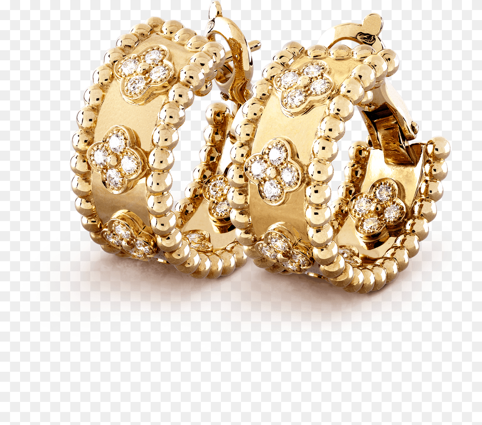 Perle Clovers Hoop Earrings Van Cleef And Arpels Perlee Earrings, Accessories, Gold, Jewelry, Ornament Free Png Download
