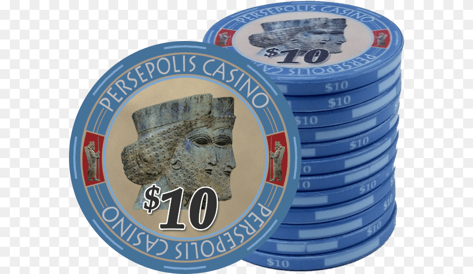 Persepolis Casino Blue 10 Ceramic Poker Chip Poker, Face, Head, Person, Game Free Png Download