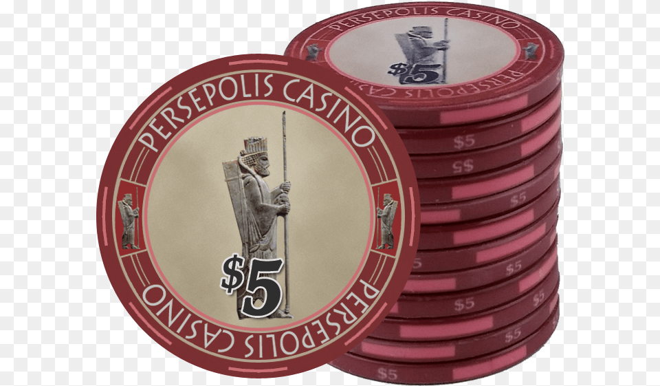 Persepolis Casino Red 5 Ceramic Poker Chip Poker Set, Adult, Male, Man, Person Png