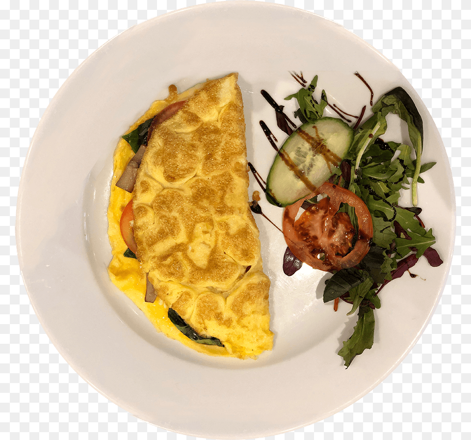 Persian Omelette Omelette, Plate, Food, Egg, Bread Free Png