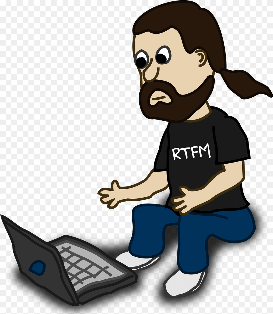 Person At Computer Cartoon Man On Laptop Cartoon, Pc, Electronics, Baby, Pants Free Png Download