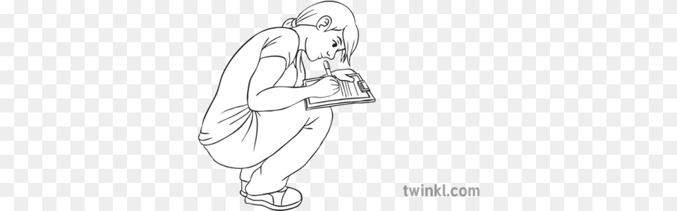 Person Collecting Data People Girl Crouching Writing Person Collecting Data, Art, Drawing Png Image