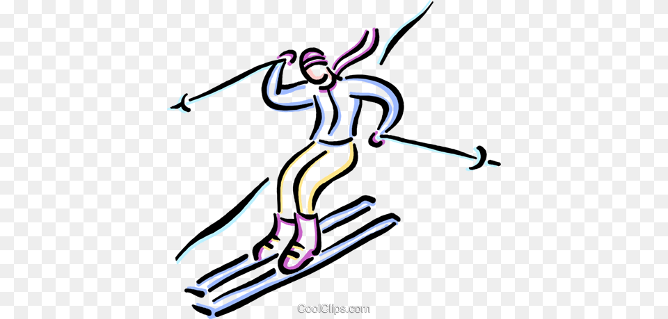 Person Downhill Skiing Royalty Free Vector Clip Art Illustration, Outdoors, Nature, Snow, Sport Png Image