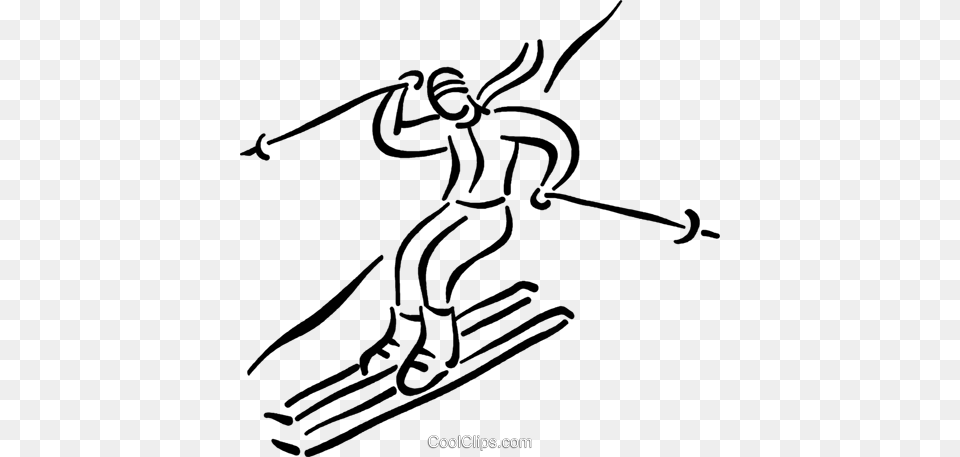 Person Downhill Skiing Royalty Vector Clip Art Illustration, Nature, Outdoors, People, Snow Free Transparent Png