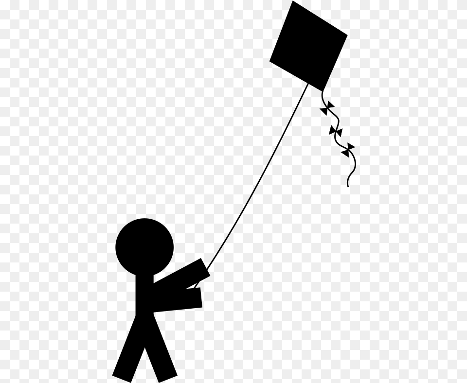 Person Flying A Kite, Gray Png