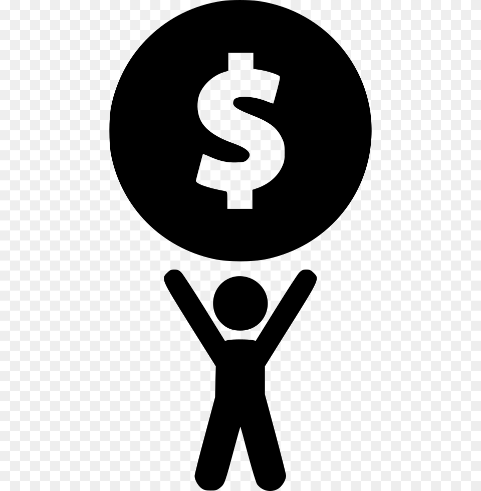 Person Holding A Dollar Coin Holding Up Money Icon, Stencil, Sign, Symbol, Smoke Pipe Free Png