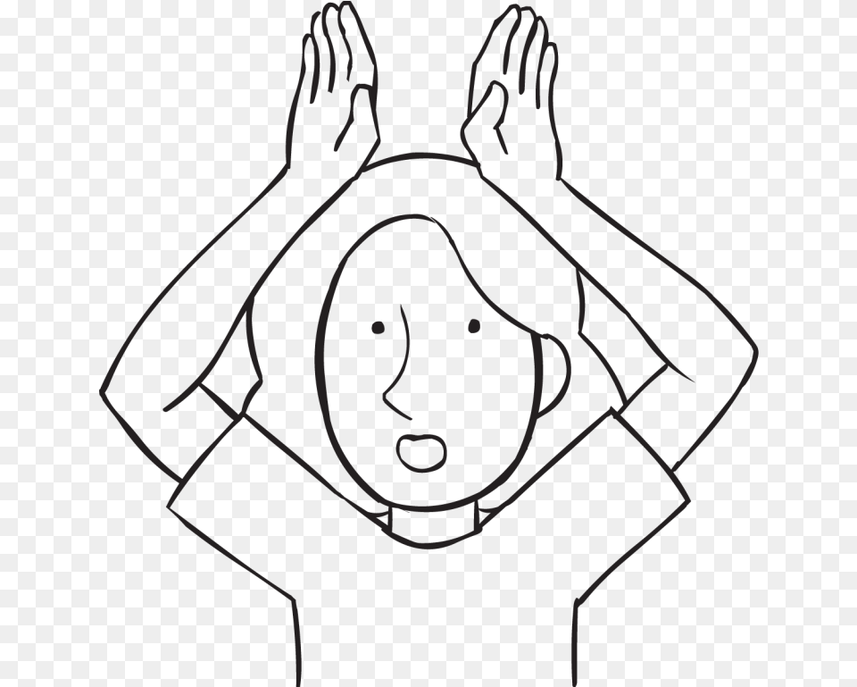 Person Holding Two Hands Above Head As If They Were Sketch, Stencil, Silhouette Free Png Download