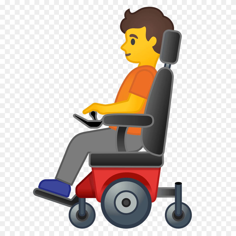 Person In Motorized Wheelchair Emoji Clipart, Furniture, Chair, Bulldozer, Machine Png Image