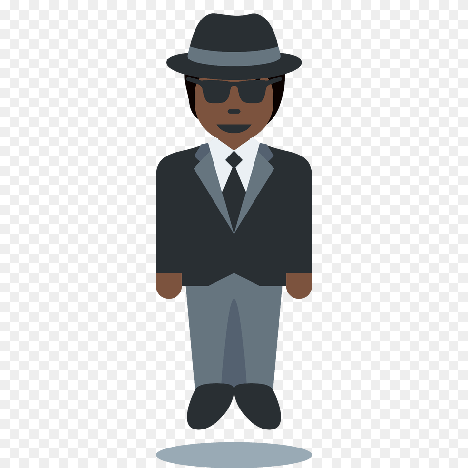 Person In Suit Levitating Emoji Clipart, Clothing, Formal Wear, Hat, Tie Free Transparent Png