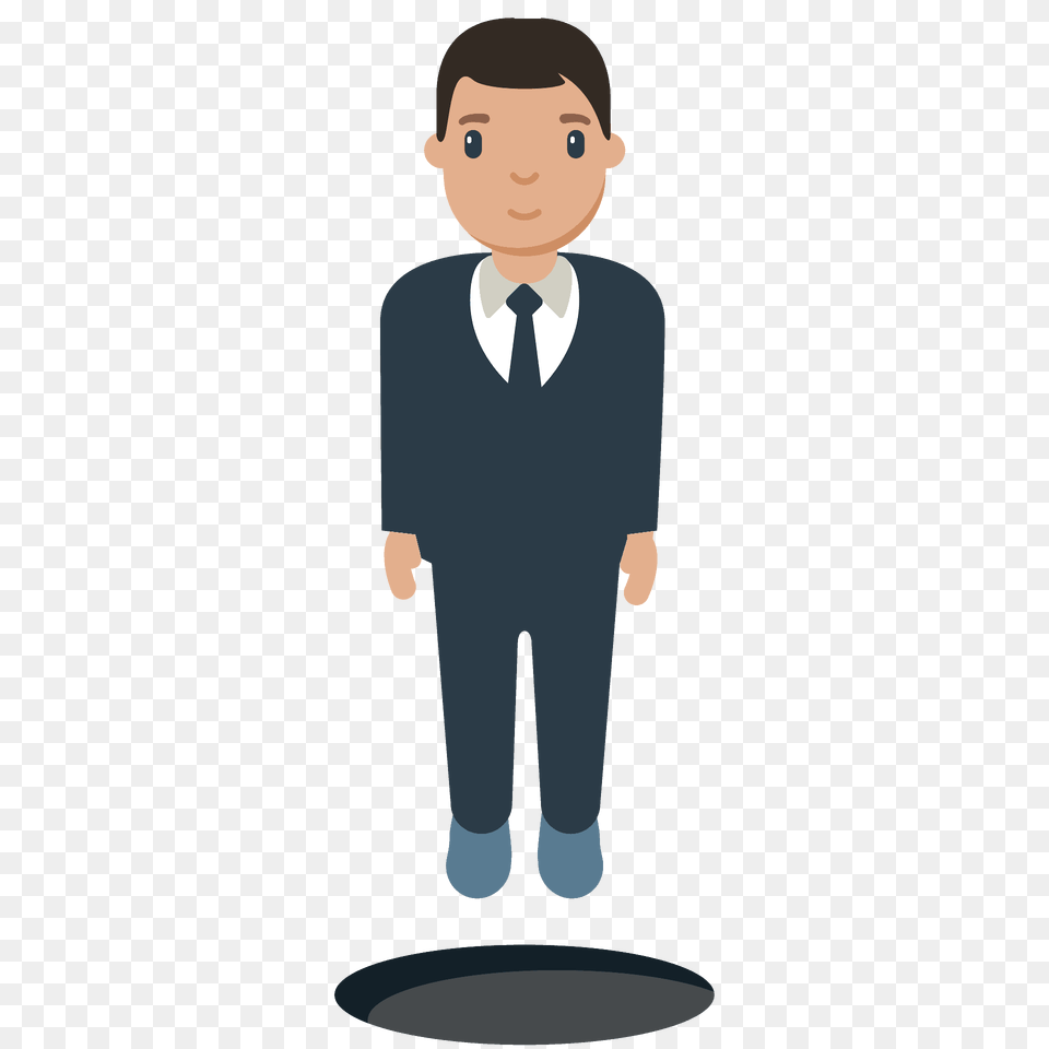 Person In Suit Levitating Emoji Clipart, Accessories, Clothing, Formal Wear, Tie Free Png